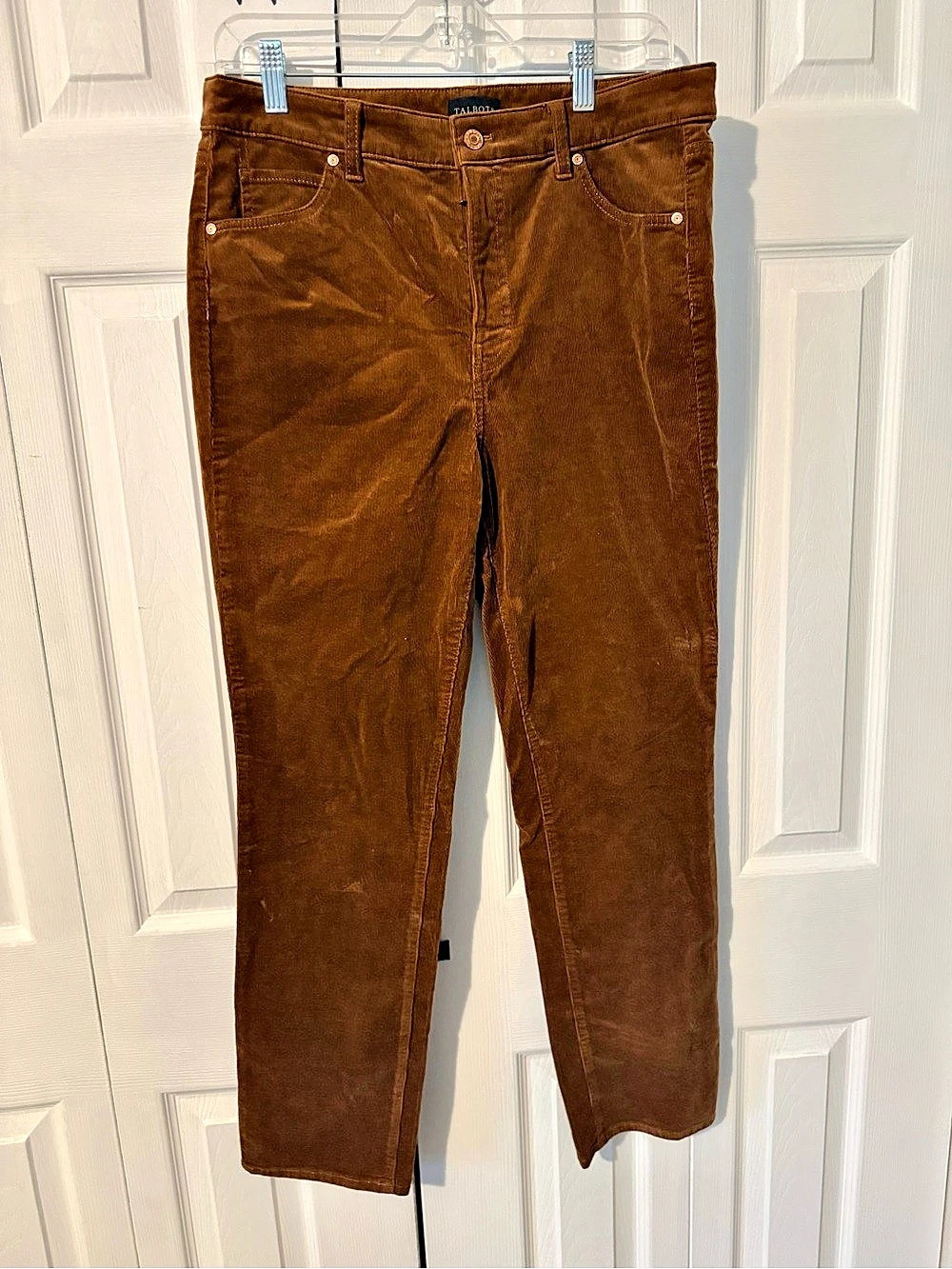 Talbots Stretch Corduroy Straight Leg Pant Brown Straight Leg Pants Waist 10P